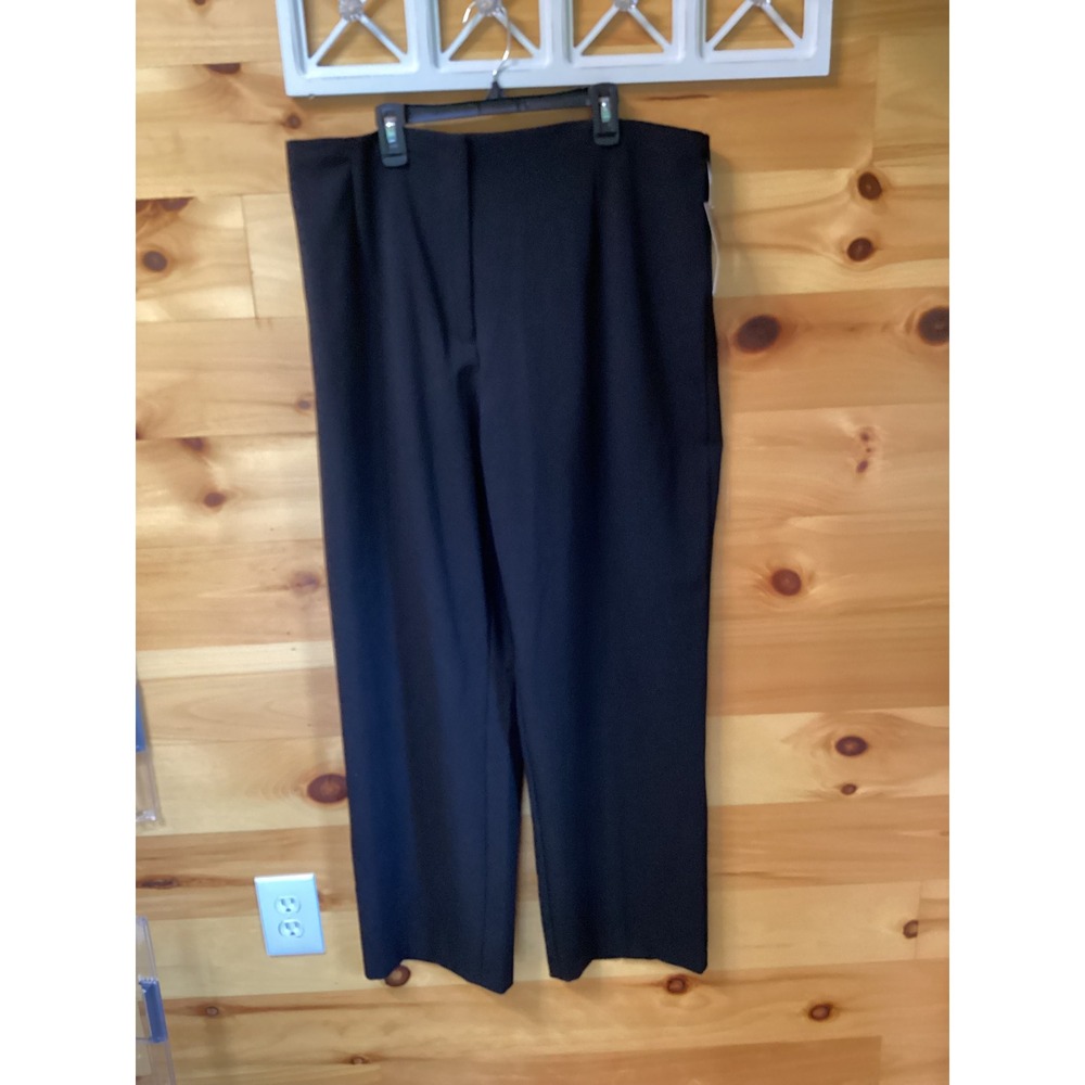 Laura Scott Women Black Stretch Dress Pants Side Zip Straight Leg Size 18